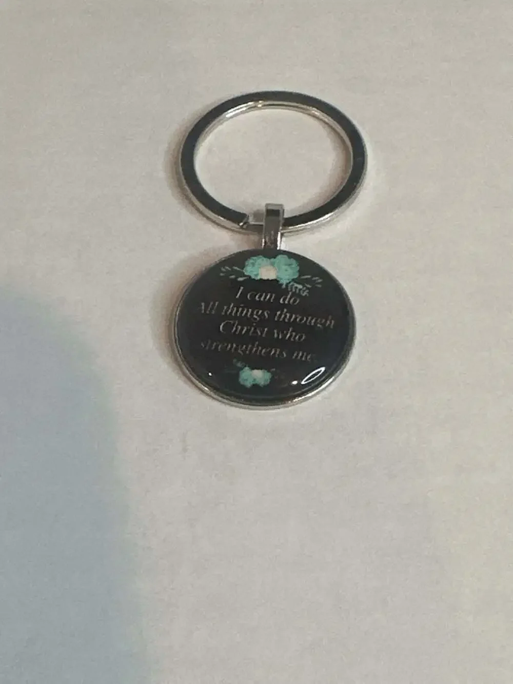I Can Do All Things Through Christ Who Strengthens Me Glass Cabochon Keychain